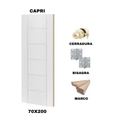 KIT PUERTA CAPRI 70X200 CM DORMITORIO (MARCO 70X30 MM - CERRADURA BRONCE - BISAGRA)