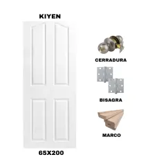 KIT PUERTA KIYEN 65X200 CM DORMITORIO (MARCO 70X30 MM - CERRADURA INOX - BISAGRA)