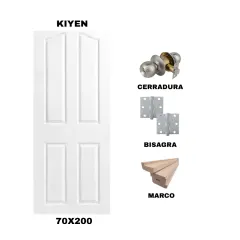 KIT PUERTA KIYEN 70X200 CM BAÑO (MARCO 70X30 MM - CERRADURA INOX - BISAGRA)