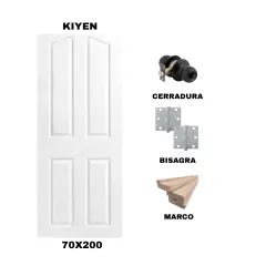KIT PUERTA KIYEN 70X200 CM BAÑO (MARCO 70X30 MM - CERRADURA NEGRA - BISAGRA)