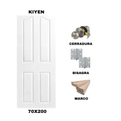 KIT PUERTA KIYEN 70X200 CM DORMITORIO (MARCO 70X30 MM  - CERRADURA INOX - BISAGRA)