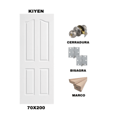 KIT PUERTA KIYEN 70X200 CM DORMITORIO (MARCO 70X30 MM - CERRADURA INOX - BISAGRA)