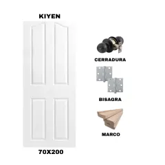 KIT PUERTA KIYEN 70X200 CM DORMITORIO (MARCO 70X30 MM - CERRADURA NEGRA - BISAGRA)