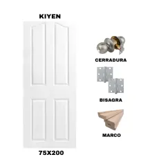 KIT PUERTA KIYEN 75X200 CM BAÑO (MARCO 70X30 MM - CERRADURA INOX - BISAGRA)