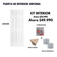 KIT PUERTA SINFONIA 65X200+MARCO 9+CERRADURA DORM INOX+BISAGRA