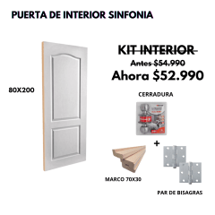 KIT PUERTA PRESTIGE 80X200+MARCO 7+CARRADURA DORM INOX+BISAGRA
