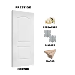 KIT PUERTA PRESTIGE 60X200 CM DORMITORIO (MARCO 70X30 MM - CERRADURA BRONCE - BISAGRA)
