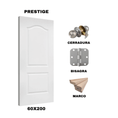 KIT PUERTA PRESTIGEE 60X200+MARCO 7+CARRADURA DORM INOX+BISAGRA