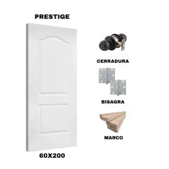 KIT PUERTA PRESTIGE 60X200 CM DORMITORIO (MARCO 70X30 MM  - CERRADURA NEGRA - BISAGRA)