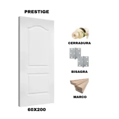 KIT PUERTA PRESTIGE 60X200+MARCO 9+CARRADURA BAÑO BRONCE+BISAGRA