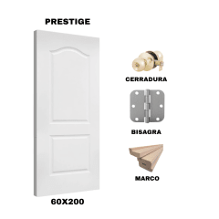KIT PUERTA PRESTIGE 60X200+MARCO 9+CERRADURA BAÑO BRONCE+BISAGRA