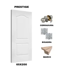 KIT PUERTA PRESTIGE 65X200 CM DORMITORIO (MARCO 70X30 MM - CERRADURA INOX - BISAGRA)