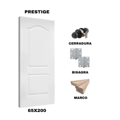KIT PUERTA PRESTIGE 65X200 CM DORMITORIO (MARCO 70X30 MM - CERRADURA NEGRA - BISAGRA)