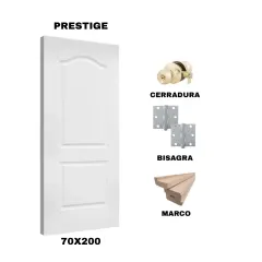 KIT PUERTA PRESTIGE 70X200 CM DORMITORIO (MARCO 70X30 MM - CERRADURA BRONCE - BISAGRA)