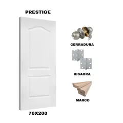KIT PUERTA PRESTIGE 70X200 CM DORMITORIO (MARCO 70X30 MM - CERRADURA INOX - BISAGRA)