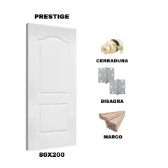 KIT PUERTA PRESTIGE 80X200 CM BAÑO (MARCO 90X30 MM - CERRADURA BRONCE - BISAGRA)