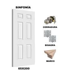 KIT PUERTA SINFONIA 65X200 CM DORMITORIO (MARCO 70X30 MM - CERRADURA INOX - BISAGRA)