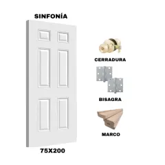 KIT PUERTA SINFONIA 75X200 CM DORMITORIO (MARCO 70X30 MM - CERRADURA BRONCE - BISAGRA)