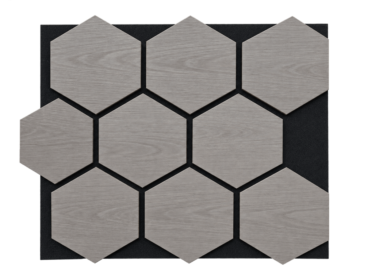 PANEL ACUSTICO HEXAGONAL GRIS 21 MM 65X57 CM1