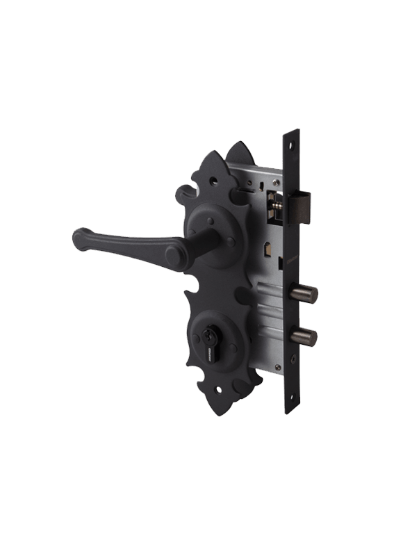 CERRADURA EMBUTIR CON PLACA TRANCURA MANILLA INTERIOR NEGRO - OISTER1
