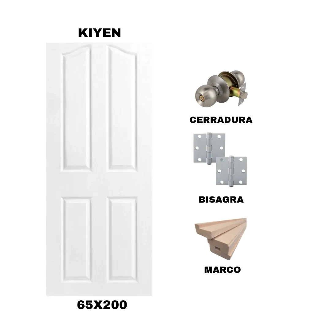 KIT PUERTA KIYEN 65X200 CM DORMITORIO (MARCO 70X30 MM  - CERRADURA INOX - BISAGRA)1