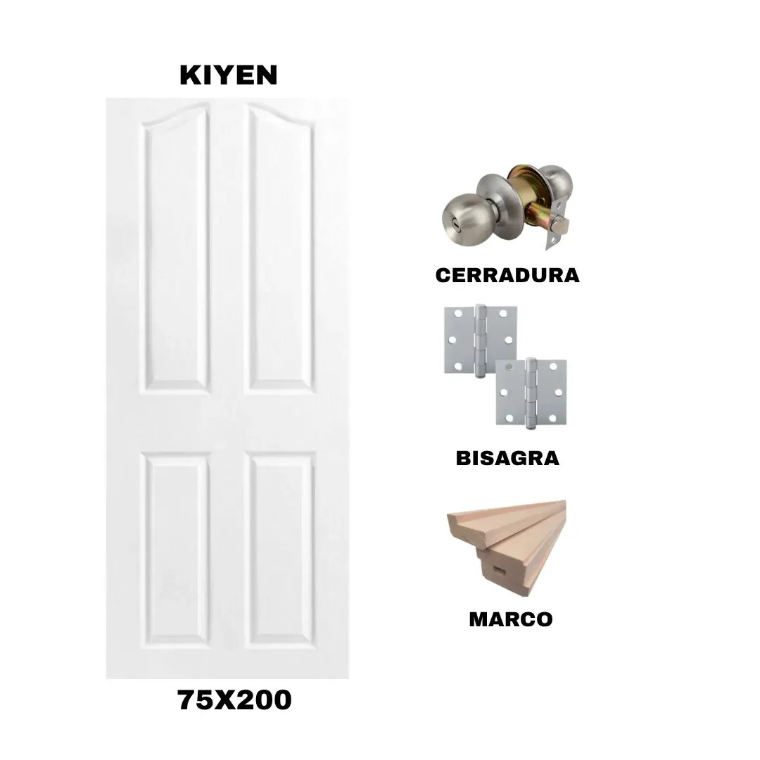 KIT PUERTA KIYEN 75X200 CM BAÑO (MARCO 70X30 MM  - CERRADURA INOX - BISAGRA)1