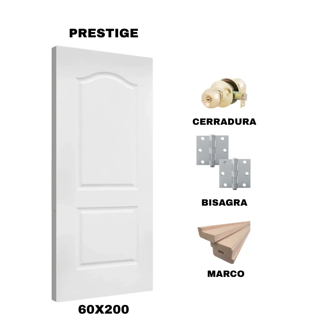 KIT PUERTA PRESTIGE 60X200 CM BAÑO (MARCO 70X30 MM  - CERRADURA BRONCE - BISAGRA)1
