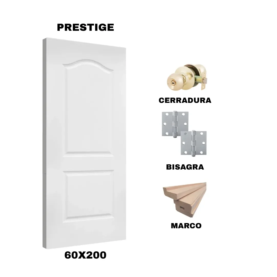 KIT PUERTA PRESTIGE 60X200+MARCO 9+CARRADURA BAÑO BRONCE+BISAGRA1