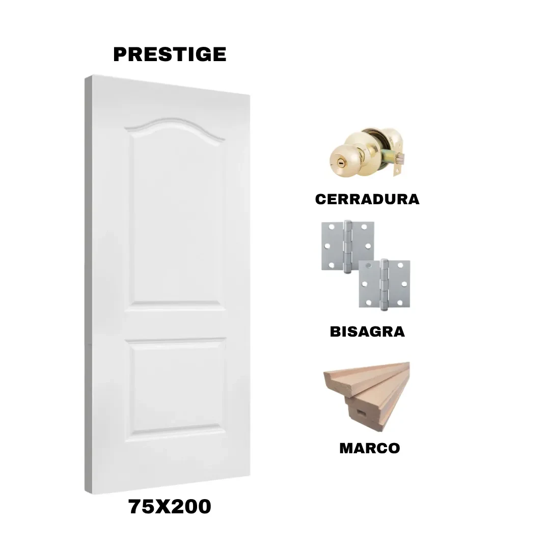 KIT PUERTA PRESTIGE 75X200 CM BAÑO (MARCO 70X30 MM  - CERRADURA BRONCE - BISAGRA)1