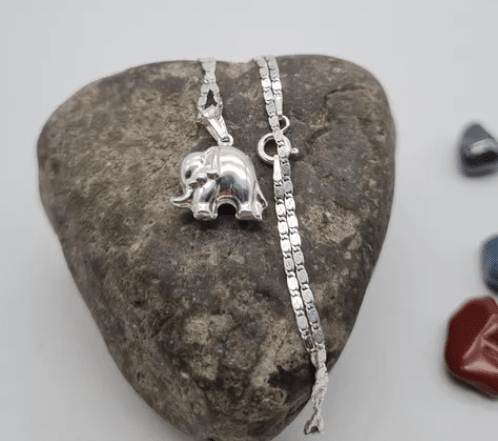 Collar Elefante JO WISDOM - Plata De Ley 925, Cadena Ajustable 45+5 Cm, Amuleto De La Suerte