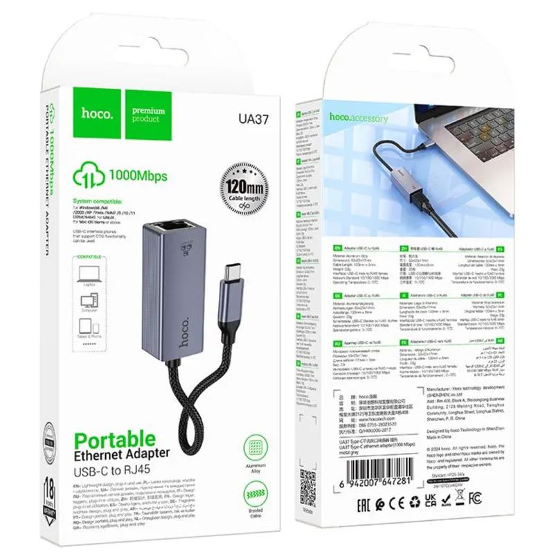 Adaptador Ethernet Portátil USB-C6