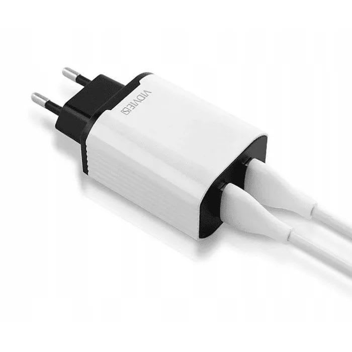 Cargador pared 2 puertos USB carga rápida Vidvie3