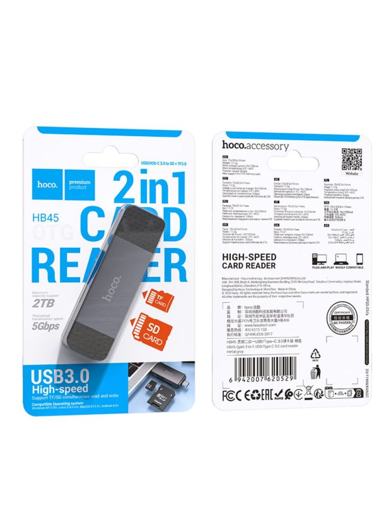 Lector de Tarjeta micro SD y SSD Hoco 2 en 16