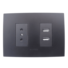 Enchufe simple 10A+toma USB negro stanford