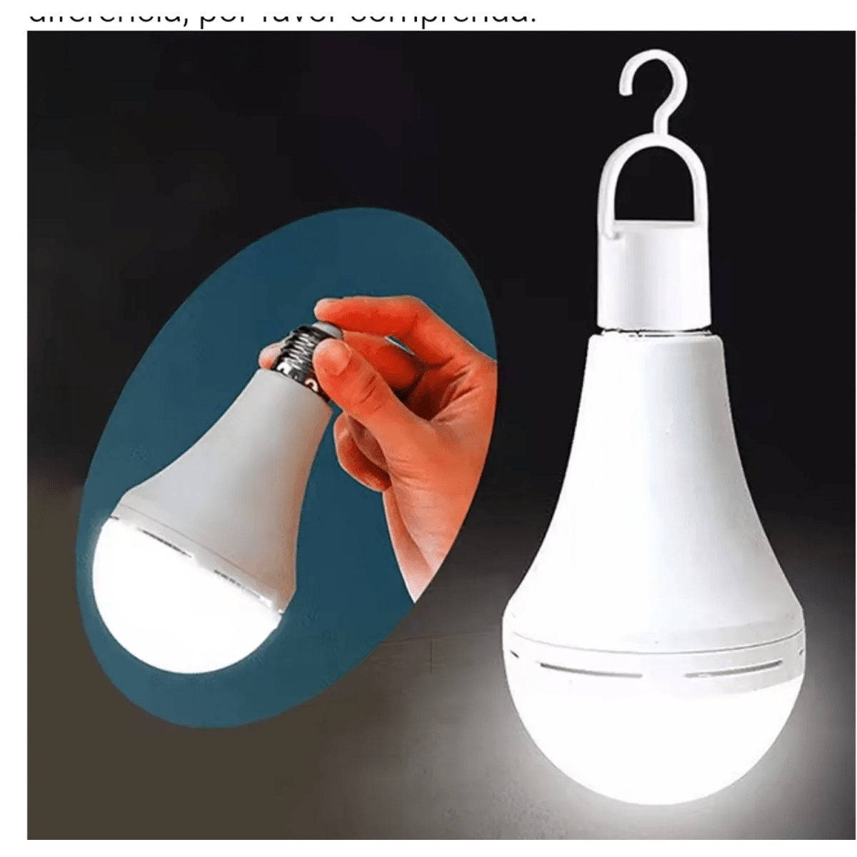 Ampolleta  Led blulb + batería recargable1
