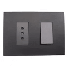 Interruptor 9/12 + enchufe 10A negro stanford1