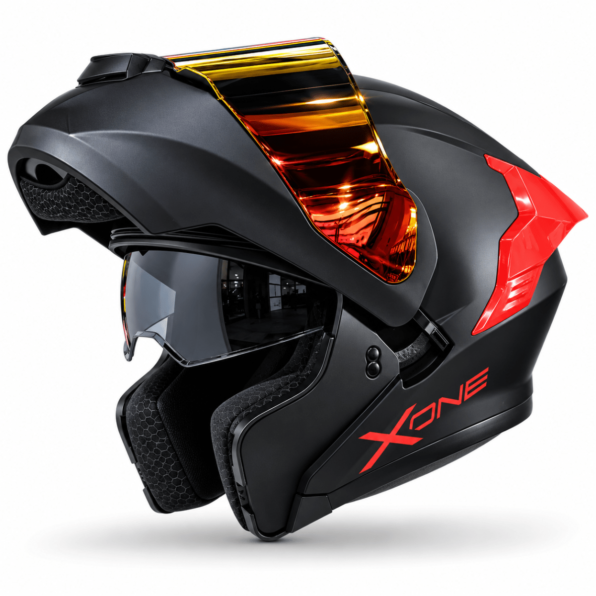CASCO ABATIBLE XONE 3000RS BIG TYPE SOLID BLACK RED3