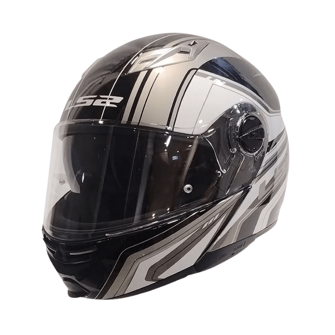 CASCO LS2 FF370 ABATIBLE  EASY RISE BLACK WHITE2