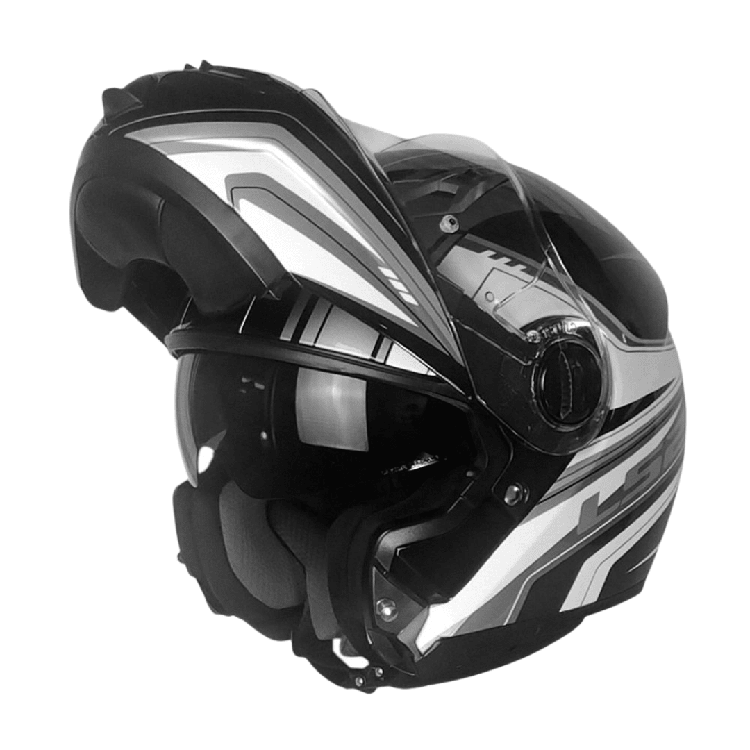 CASCO LS2 FF370 ABATIBLE  EASY RISE BLACK WHITE1