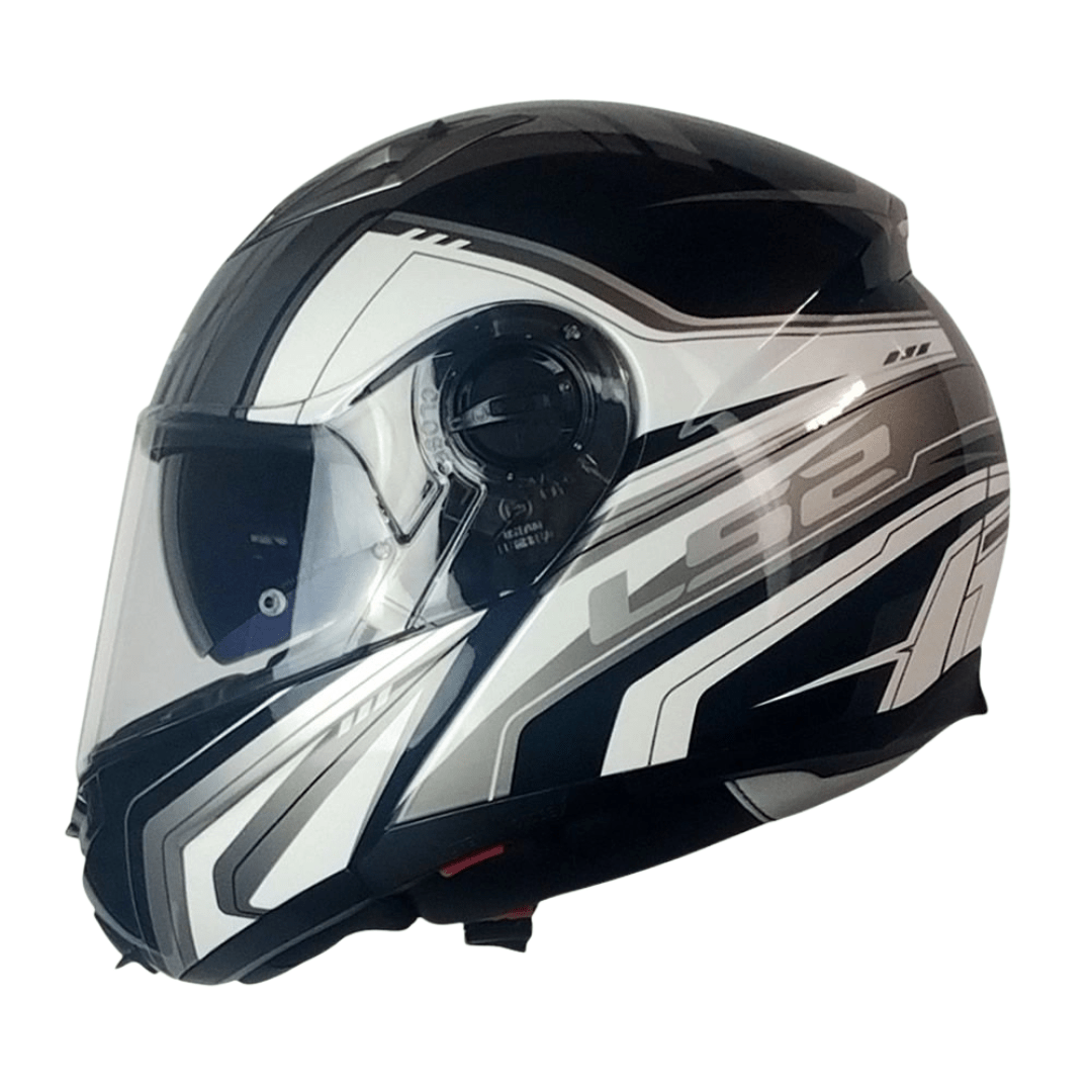 CASCO LS2 FF370 ABATIBLE  EASY RISE BLACK WHITE4