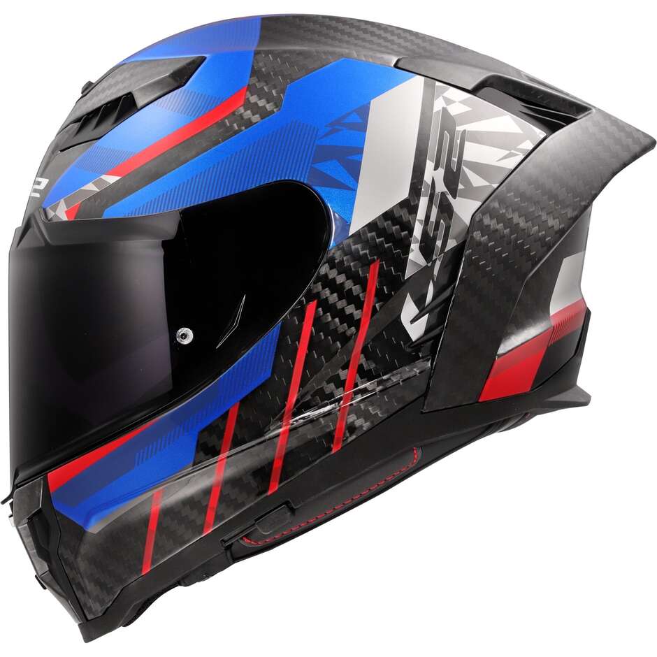 CASCO LS2 FF807 DRAGON CARBON TRAX BLUE RED1