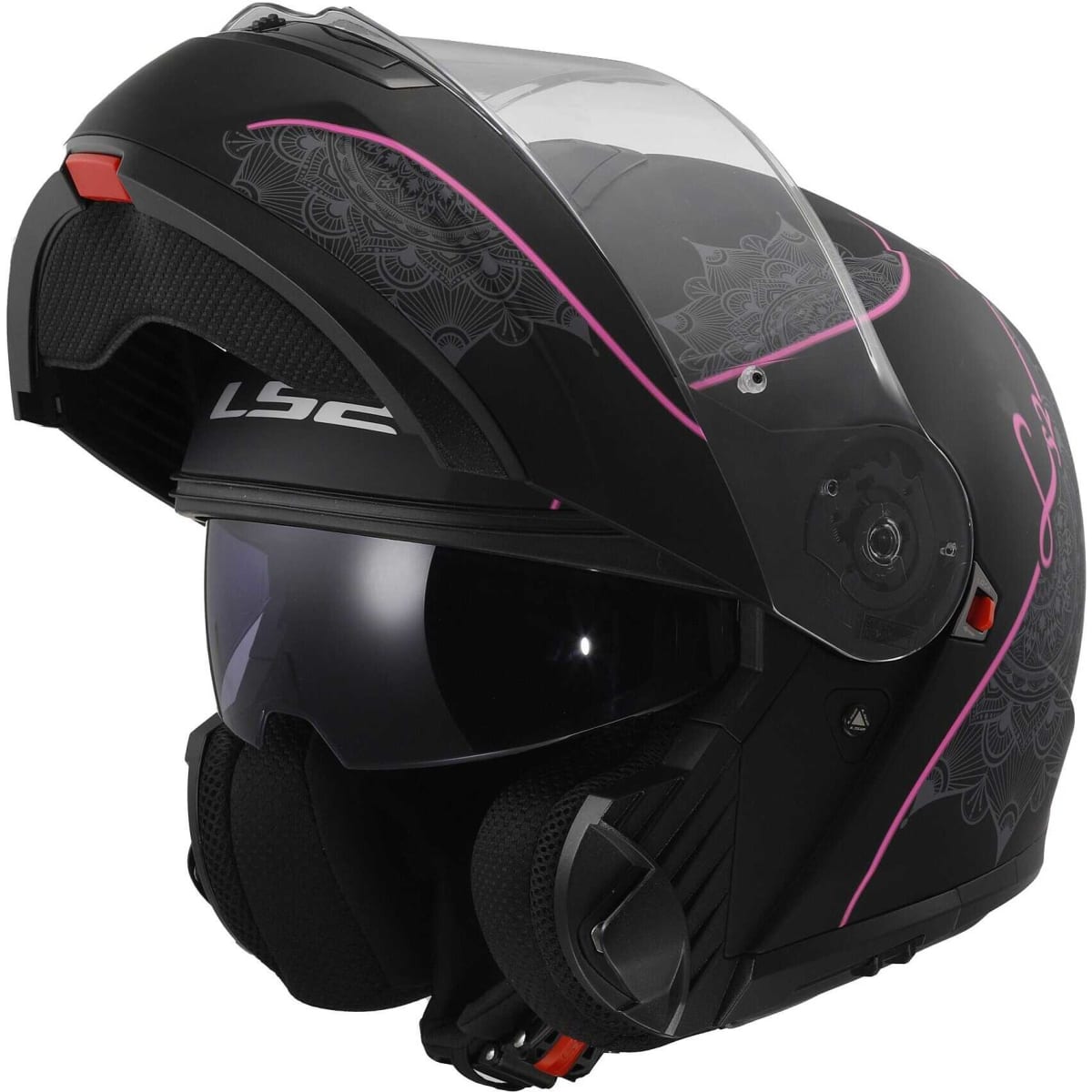 CASCO LS2 ABATIBLE FF908 STROBE II LUX BLACK PINK2