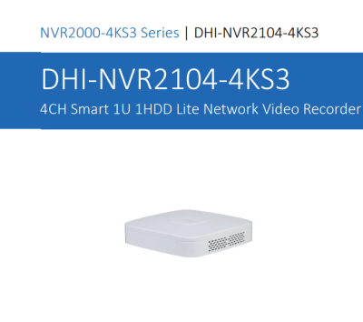 DHI-NVR2104-4KS3 NVR 4Ch SIN POE Dahua 4K SMD Plus de hasta 20TB