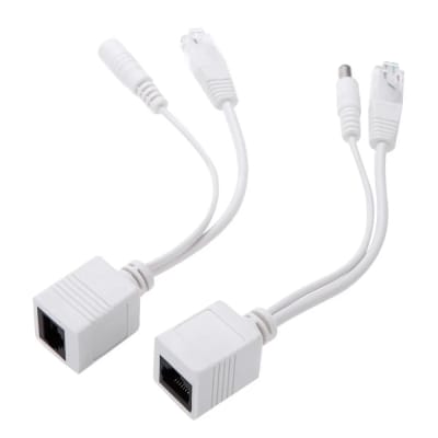 INYECTOR SIMPLE RJ45 POE PAR 8MP CON DC CORRIENTE BLANCO/NEGRO
