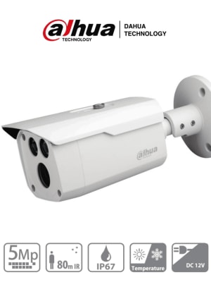DH-HAC-HFW1500DN CAMARA BALA 5MP 3.6MM IR80MT IP67 METAL ANALOGA