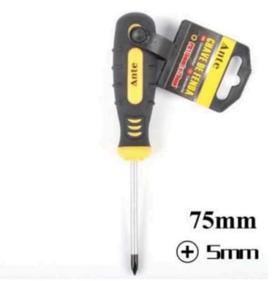 Destornillador Punta Cruz Ph1 Punta 5mm*75mm Atornillador Marca: ANTE