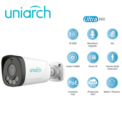 IPC-B233-APF40W CAMARA BALA IP POE 3MP 4MM INTELIGENTE COLOR IR50MT MIC IP67 H.265+ UNIARCH OFERTA