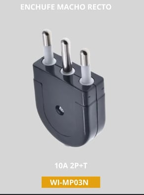 ENCHUFE MACHO RECTO 10A WI-MP03 250V 2P+T SEC NEGRO WINELEC