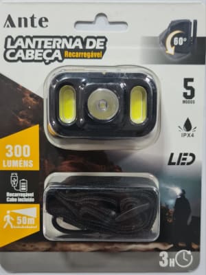 LINTERNA FROTAL 500mAh 5V 1A, 3*LED 300LUMENS BMHL0171 MARCA:ANTE1