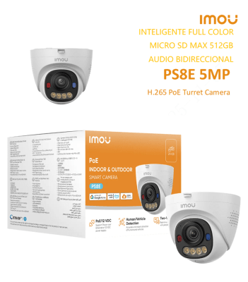 IPC-PS8EN-5V0 CAMARA DOMO IP POE 5MP 2.8MM MIC BIDIRECIONAL FULLCOLOR ADVERTIR,512GB PLASTICA IMOU1